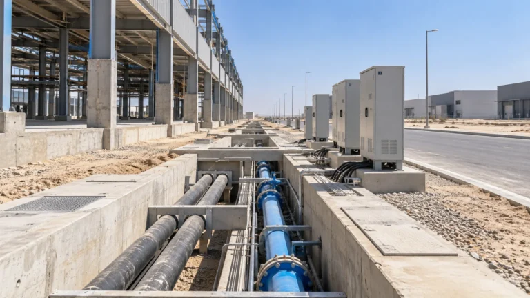 Industrial utility corridor and facility construction in Salalah Free Zone, Oman